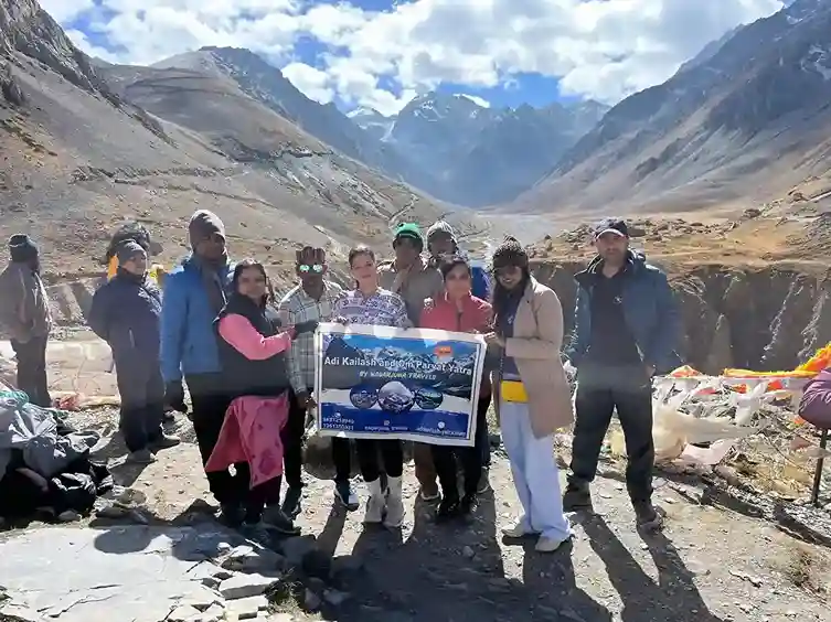 Group at Om Parvat by Nagarjuna Travels